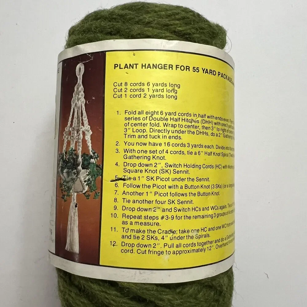 Vintage Maxi Cord 6mm 55 Yards Macrame Crochet Basketry Weaving Knotting Green